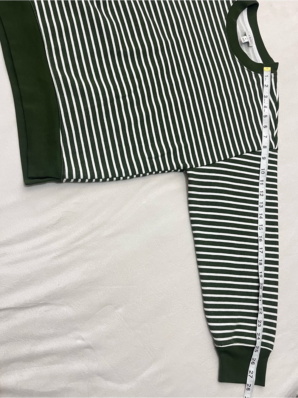 J.Crew Women's Striped Crewneck Sweater in Dark Green and White Size Medium - Picture 13 of 16